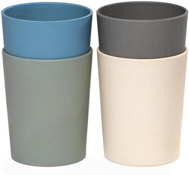 WEESPROUT Bamboo Toddler Cups - 4 pc Set (10 fl oz- Best Eco-Friendly, Non-Toxic Non Plastic Cup Pack for Toddlers, Big Kids or Baby - Dishwasher Safe - Natural, BPA Free