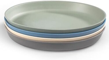 WEESPROUT Bamboo Toddler Plates - 4 pc Set (8" x 8" x 1"- Best Eco-Friendly Dinnerware Plate Pack for Children, Big Kids and Baby - Dishwasher Safe - Natural, BPA Free, Non-Toxic