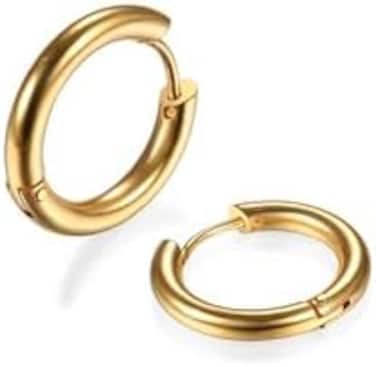 Gabry&amp;jwl 316L Surgical Stainless Steel Huggie Hoop Earrings 6mm 8mm 10mm 11mm 12mm 14mm Hypoallergenic Earrings Hoop Cartilage Helix Lobes Hinged Sleeper Earrings For Men Women Girls