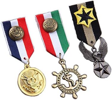 Zthread Women Men's Navy Badge Military Hero Medals Blazer Suit Brooch Pin 3pcs / Set