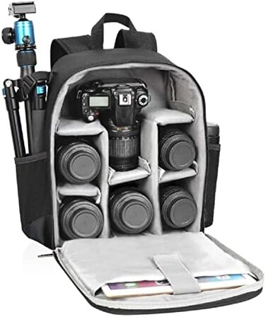 حقيبة ظهر مقاومة للماء من CAdeN لكاميرات DSLR/SLR بدون مرآة، متوافقة مع كاميرات سوني، كانون، ونيكون، بالإضافة إلى حامل ثلاثي العدسات.