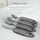 BunMo Utensils for Elderly, Arthritis, Weak Hand GripHandicapped - Convenient Travel Pouch - for Tremors and Parkinsons Patients - Stainless Steel - Eat Independently - Adaptive Gray 4 Piece Set