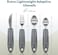 BunMo Utensils for Elderly, Arthritis, Weak Hand GripHandicapped - Convenient Travel Pouch - for Tremors and Parkinsons Patients - Stainless Steel - Eat Independently - Adaptive Gray 4 Piece Set