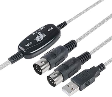 محول كابل USB إلى MIDI من TENINYU، 2 في 1، واجهة لوحة مفاتيح استوديو الموسيقى من الكمبيوتر إلى جهاز المزج، سلك توصيل، محول وحدة تحكم، 16 قناة، يدعم أجهزة الكمبيوتر المحمولة وأجهزة الكمبيوتر التي تعمل