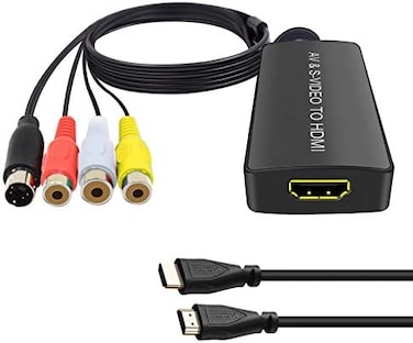 محول Dingsun من S-Video إلى HDMI، ومحول Dingsun AV المركب RCA وS-Video إلى HDMI يدعم دقة 1080p لأجهزة PS One وPS2 وPS3 وNintendo 64 وWII وWII U ومشغلات DVD/DVR/VHS القديمة