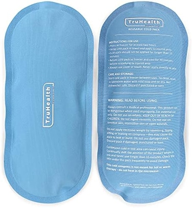 TruHealth Reusable Gel Ice Packs (2 Pack- FSA HSA Approved Large Size 4.5 x 9.5 in for Body Pain and Injuries, Cold Compress Therapy - Reduces Back Pain, Knee Pain Quickly - Stays Frozen and Soft