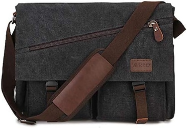 RAVUO Messenger Bag For Men,Water Resistant Unisex Canvas Shoulder Bag Fits 14 Inch Laptop Satchel Crossbody Bag for Work and College