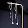 SLUYNZ 925 Sterling Silver CZ Droplet Dangle Earrings Chain for Women Teen Girls Long Dangle Earrings Curved Tassel