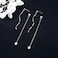 SLUYNZ 925 Sterling Silver CZ Droplet Dangle Earrings Chain for Women Teen Girls Long Dangle Earrings Curved Tassel