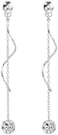 SLUYNZ 925 Sterling Silver CZ Droplet Dangle Earrings Chain for Women Teen Girls Long Dangle Earrings Curved Tassel
