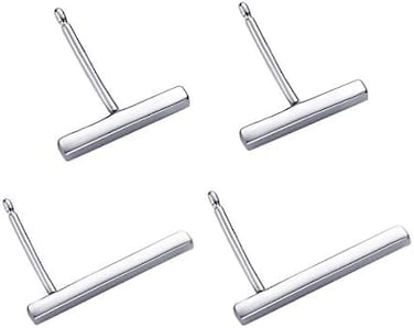 SLUYNZ 925 Sterling Silver Bar Studs Earrings Set for Women Teen Girls Two Pairs of Square Flat Bar Earrings Studs