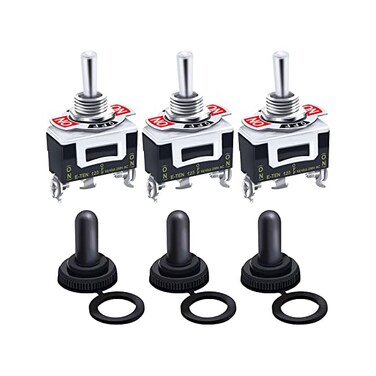 Twidec /3Pcs Heavy Duty Rocker Momentary Toggle Switch 20A 125V SPDT 3 Position 3 Pin (ON-Off-(ONSwitch with Metal Bat Waterproof Boot Cap Cover Ten-123