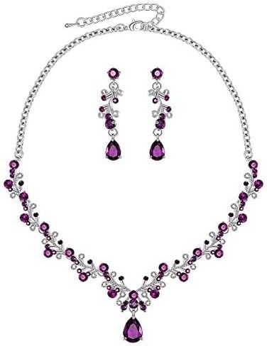 LILIE&amp;WHITE LILIEWHITE Clear Crystal and Cubic Zircon Necklace and Earrings Jewelry Set for Women Wedding Accessories