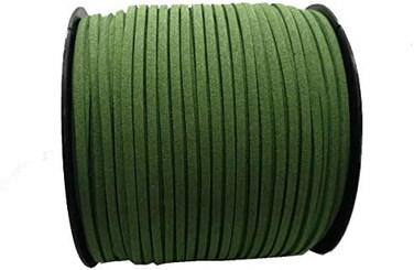 Pamir Tong Faux Leather Cord for Jewelry Making 100 Yards 2.6mm Thin Suede String Rope Olive Green Bracelet Cords DIY Crafts String for Necklace-Dream Catcher Supplies-Hat- Walking Stick