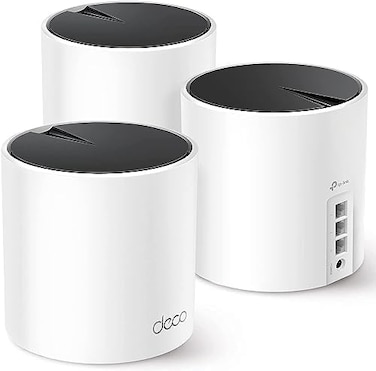 نظام TP-Link Deco AX3000 WiFi 6 Mesh (Deco X55 - يغطي مساحة تصل إلى 6500 قدم مربع، يحل محل جهاز التوجيه اللاسلكي وموسع نطاق الشبكة، 3 منافذ جيجابت لكل وحدة، يدعم وصلة إيثرنت خلفية (عبوة من 3 قطع)