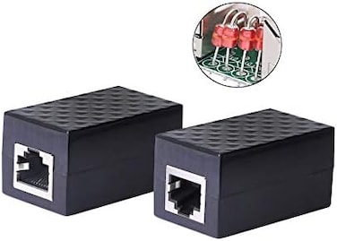 محول CERRXIAN RJ45 أنثى إلى أنثى لحماية شبكة إيثرنت من زيادة التيار الكهربائي، جهاز حماية خارجي، محول تمديد (عبوة من قطعتين)…