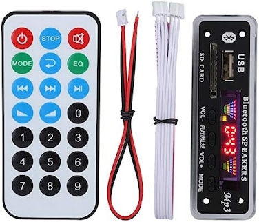 fosa DC 5V/12V Bluetooth 5.0 Audio Decoder Board Audio Module USB AUX SD FM Radio Lossless MP3/WMA/WAV/FLAC/APE Decoder Board Module, Colors Screen Display(Black
