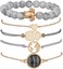 VONRU Unew Beaded Bracelets for Women - Adjustable Charm Pendent Stack Bracelets Set for Women Girl Friendship Gift Bracelet Links