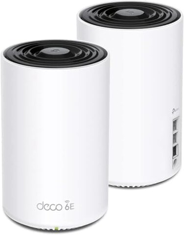 نظام شبكة واي فاي ثلاثي النطاق TP-Link Deco AXE5400 بتقنية 6E، عبوة من قطعتين، أسود وأبيض