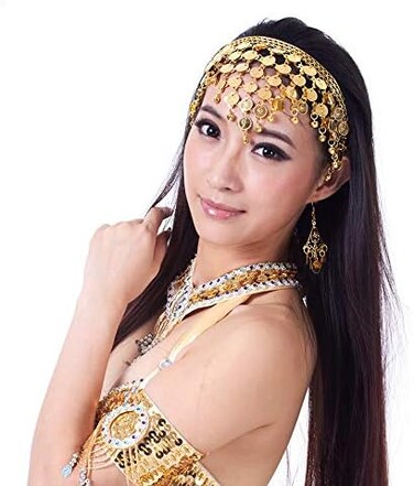 Honbay Belly Dance Hair Hoop Indian Dance Headband Tribal Headband with Bells and Coin Ornaments