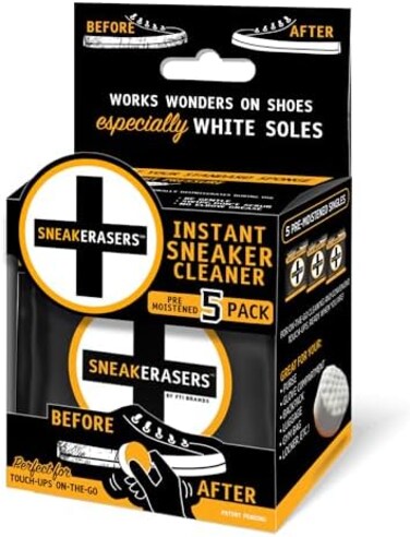 Sole Rubbers SneakERASERS Instant and Sneaker Cleaner, Premium Pre-Moistened Dual-Sided Sponge for CleaningWhitening Shoe s (5 Pack