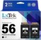 خرطوشة حبر مُعاد تصنيعها من LxTek بديلة لخرطوشة HP 56 C6656AN، متوافقة مع طابعات Deskjet 5850 و5650 و5150 وPhotosmart 7150 و7260 و7350 و7960 وPSC 2510 (2 أسود)
