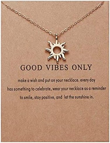 Clavicle Necklace with Blessing Gift Card - Dainty Gold Necklace Sun Feather Necklace for Women - Pendant Necklace Silver Dainty Necklace Layered Choker Necklace - Cute Necklace for Women with Charm