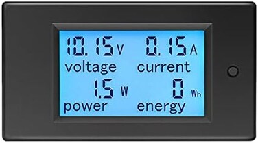 KETOTEK Amp Volt Watt Kwh Meter Tester Panel Digital 4 in 1 Ammeter Voltmeter Multimeter 12V DC 6.5-100V 20A, Voltage Current Power Energy Usage Monitor LCD Display Car Motorbike Solar