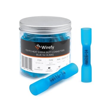 موصلات Wirefy الحرارية القابلة للانكماش - طقم موصلات كهربائية - موصلات أسلاك بدون لحام - موصلات ضغط للسيارات والبحرية BHT250-150
