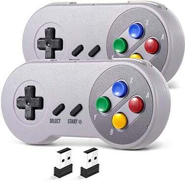 SAFFUN iNNEXT 2 Pack 2.4 GHz Wireless USB Controller Compatible with Super Famicom Games, iNNEXT SNES Retro USB PC Super Classic Controller for Windows PC MAC Linux Genesis Raspberry Pi Retropie (Mult