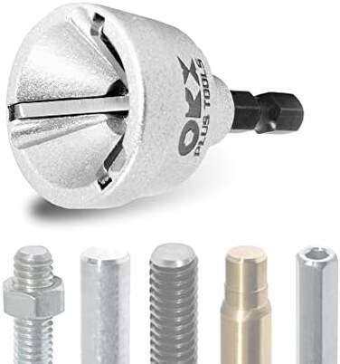 أداة ORX PLUS TOOLS لإزالة النتوءات من الحواف الخارجية، مزودة بشفرة من الفولاذ عالي السرعة، وريشة حفر لإزالة النتوءات، وساق سريع الفك، مناسبة للأقطار من 1/8 بوصة إلى 3/4 بوصة (3 مم - 19 مم).