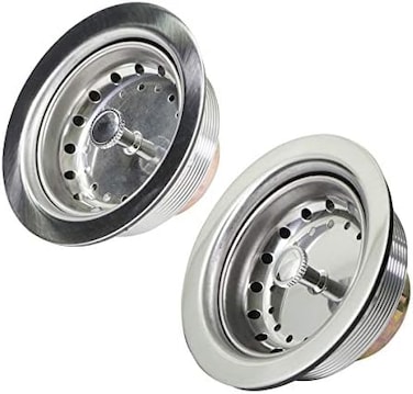 Highcraft 9733-2 Kitchen Sink (3-1/2 InchStainless Steel Drain Assembly With Strainer Basket-and Rubber Stopper, Pack of 2, 3.5