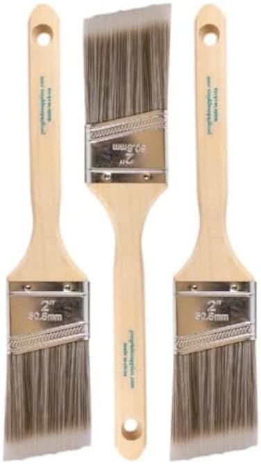 Pro Grade Paint Brush Set - 3-Pack - 2" Angle Brushes for All Latex and Oil PaintsStains - Home Improvement - InteriorExterior Use