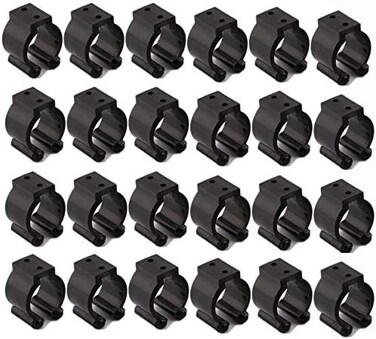 MALUAN Very Big Size 24 PCS Billiards Snooker Cue Locating Clip Holder Regular Fishing Rod Storage Clips Black for Pool Cue Racks,Holding Hole Size 2.3cm/0.95", Or usesd for Fishing Rod Storage Rack