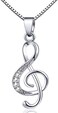 DXZNBEST Music Note Pendant Necklace 925 Sterling Sliver Cubic Zirconia for Women Girls Mother&rsquo;s Day Valentine's Day Christmas Jewelry Gift Chain 18 Inches, silver