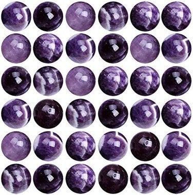 Cmidy Natural Stone Beads 100pcs 8mm Amethyst Round Genuine Real Stone Beading Loose Gemstone Hole Size 1mm DIY Charm Smooth Beads for Bracelet Necklace Earrings Jewelry Making (Amethyst