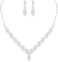 Ruzzykea CZ Rhinestone Necklace Earrings Wedding Jewelry Set For Bride Bridesmaid Prom Evening Party Homecoming