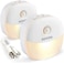AUVON Rechargeable Battery Night Light, Mini with Motion Sensor, Warm White LED Stick-On Closet Light with Dusk to Dawn Sensor, Adjustable Brightness for Wall, Stairs, Hallway, Cabinet (2 Pack