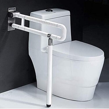 RELIANCER Foldable Toilet Grab Bar 304 Stainless Steel Medical Safety Shower Handrails Anti Slip Bathroom Seat Support Bar Flip-Up Bathtub Grab Arm Bar Hand Grips for Disabled Elderly Handicap Pregnan