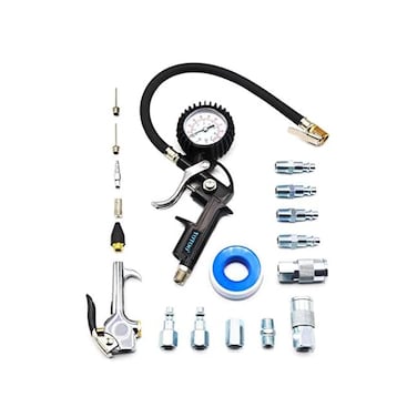 YOTOO Heavy Duty Air Compressor Accessory Kit 18-Piece, 1/4" NPT Air Tool Kit with 100 PSI Tire Inflator Gauge, Heavy Duty Air Blow Gun and Air Hose Fittings