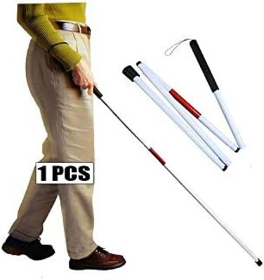 Mybow Folding Cane Blind Stick Walking Cane White for The Blind Person Visually Impaired Gadgets Collapsible Cane Mobility Stick Telescoping Canes Accessories for Blind Women Men Gifts (49 inch