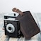 S-ZONE Leather Luggage Baggage Name Labels ID Label for Suitcases Backpack 2 Pieces Set, Dark Brown, Small