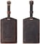 S-ZONE Leather Luggage Baggage Name Labels ID Label for Suitcases Backpack 2 Pieces Set, Dark Brown, Small