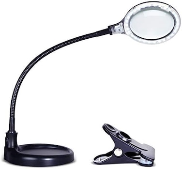 Brightech LightView Pro Flex 2-in-1 Magnifying Glass LED Lamp - Lighted Magnifier with StandClamp - for Desk, Sewing, Table - Bright Light for Reading, Crafts - 2.25x Magnification