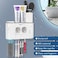 WEKITY Toothbrush Holder Wall Mounted, Multi-Functional Toothbrush and Toothpaste Dispenser for Bathroom, with 5 Toothbrush Slots, 2 Toothpaste Squeezers and 4 Cups(Grey