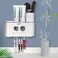 WEKITY Toothbrush Holder Wall Mounted, Multi-Functional Toothbrush and Toothpaste Dispenser for Bathroom, with 5 Toothbrush Slots, 2 Toothpaste Squeezers and 4 Cups(Grey