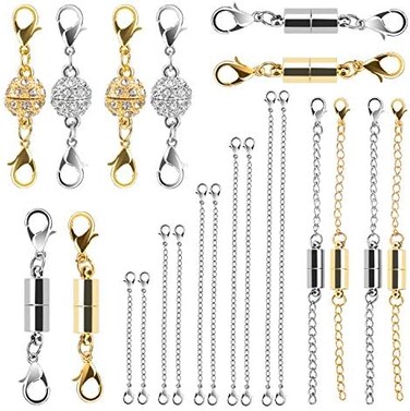 Beinhome Magnetic Rhinestone Jewelry Clasps, Stainless Steel,