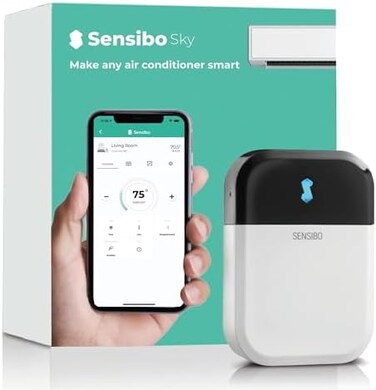 جهاز تحكم ذكي بمكيف الهواء Sensibo Sky مزود بمراقبة حرارية عبر الواي فاي، يوفر تحكمًا ذكيًا في المكيف، متوافق مع Amazon Alexa وGoogle Home وiOS وAndroid، تحكم في درجة الحرارة من أي مكان