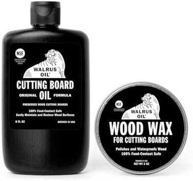 WALRUS OIL - Cutting Board Oil and Wood Wax Set. For Cutting Boards, Butcher Blocks, Wooden Spoons, and Bowls. 100% Food-Safe.