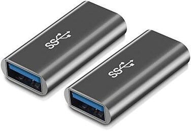 QianLink 2-Pack Aluminum USB 3.0 A Female to Female Adapter, SuperSpeed, 5Gbps, Grey